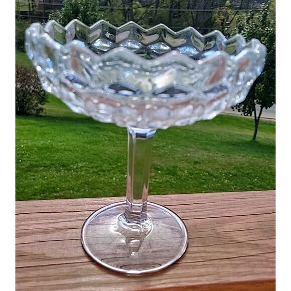 Fostoria American Pattern Clear Compote Stemmed 6 inches FLAW - Picture 14 of 14